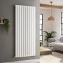 GRADE A1 - Riace White Vertical Flat Designer Radiator 1600x680mm Single Panel 4071 BTU