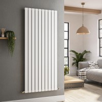 GRADE A1 - Riace White Vertical Flat Designer Radiator 1600x680mm Single Panel 4071 BTU
