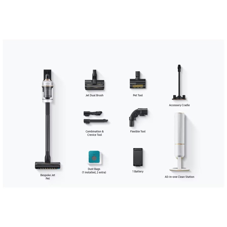 Samsung Bespoke Jet Pet Cordless Stick Vacuum Cleaner - Misty White