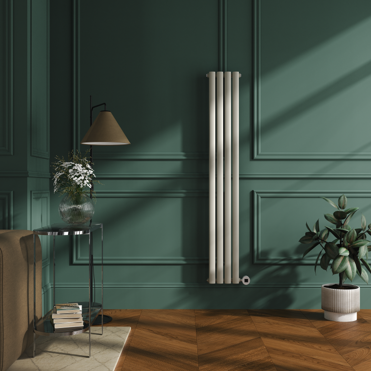 Linen Vertical Smart Electric Radiator with Wi-Fi Thermostat - 1KW - H1600xW236 - Bathroom Safe