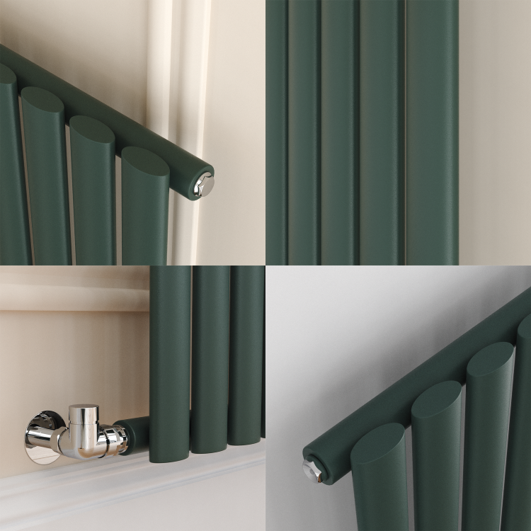 Sorrento Evergreen Vertical Oval Designer Radiator 1600x236mm Single Panel 1521 BTU