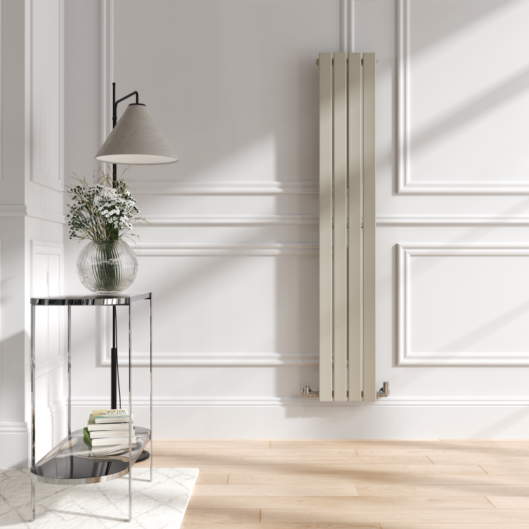 Riace Linen Vertical Flat Designer Radiator 1600x272mm Single Panel 1628 BTU
