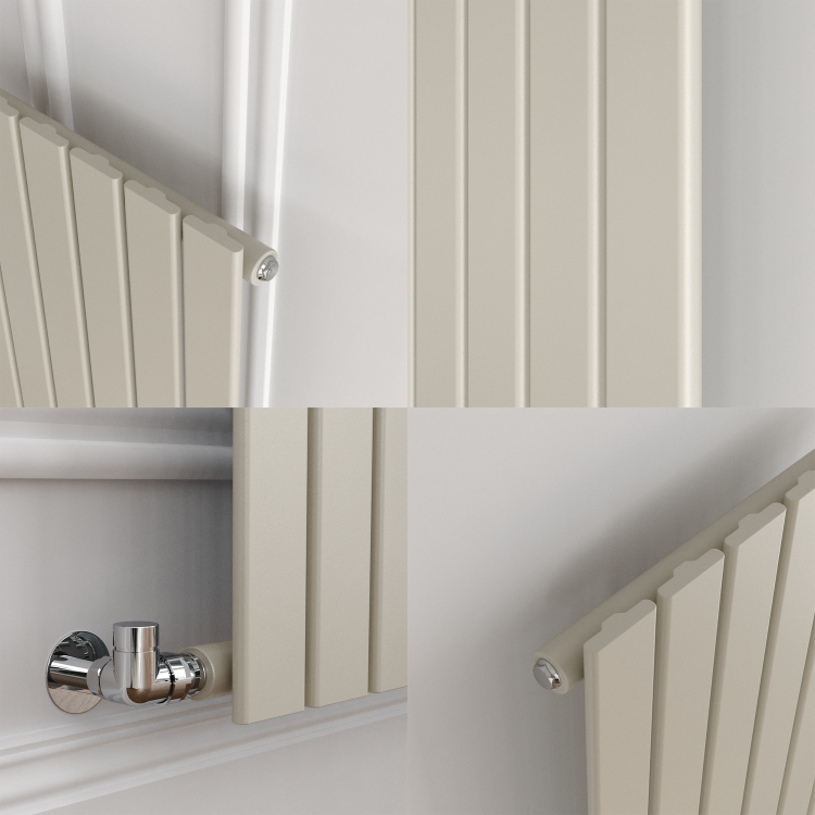 Riace Linen Vertical Flat Designer Radiator 1600x272mm Single Panel 1628 BTU