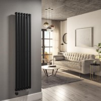 Midnight Black Vertical Smart Electric Radiator with Wi-Fi Thermostat - 1000W - H1600xW354mm - Bathroom Safe Midnight Black Vertical Smart Electric Radiator with Wi-Fi Thermostat - 1000W - H1600xW354mm - Bathroom Safe