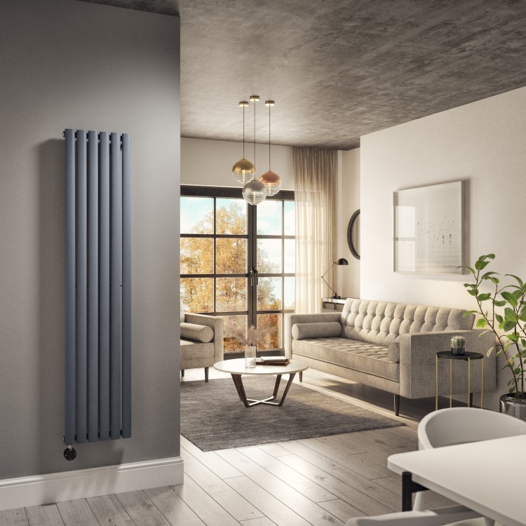 Anthracite Vertical Smart Electric Radiator with Wi-Fi Thermostat - 1000W - H1600xW354mm - Bathroom Safe