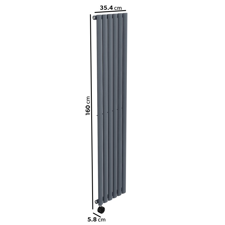 Anthracite Vertical Smart Electric Radiator with Wi-Fi Thermostat - 1000W - H1600xW354mm - Bathroom Safe