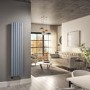 Light Grey Vertical Smart Electric Radiator with Wi-Fi Thermostat - 1kW - H1600xW354mm - Bathroom Safe