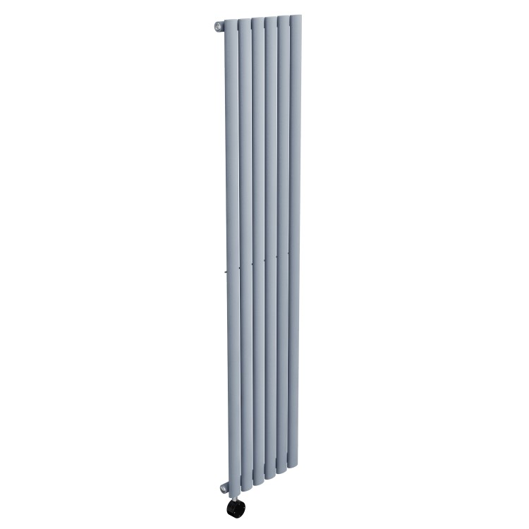 Light Grey Vertical Smart Electric Radiator with Wi-Fi Thermostat - 1kW - H1600xW354mm - Bathroom Safe