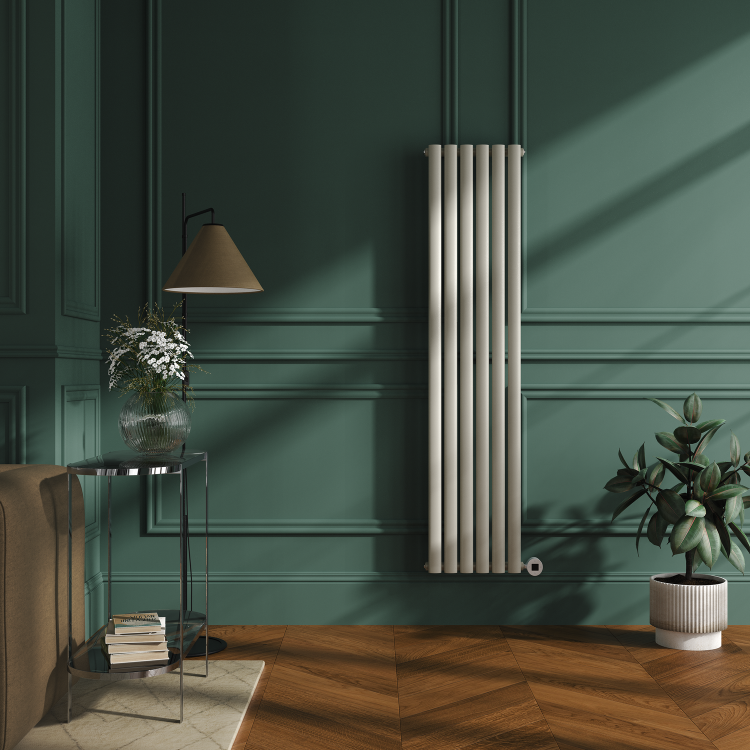 Linen Vertical Smart Electric Radiator with Wi-Fi Thermostat - 1KW - H1600xW354 - Bathroom Safe