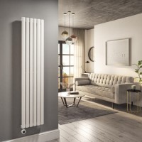 GRADE A1 - White Electric Vertical Designer Radiator 1kW with Wifi Thermostat - H1600xW354mm - IPX4 Bathroom Safe