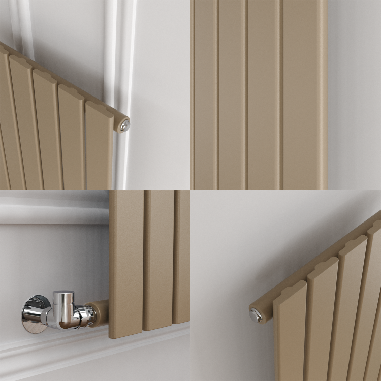 Riace Beige grey Vertical Flat Designer Radiator 1600x408mm Single Panel 2442 BTU