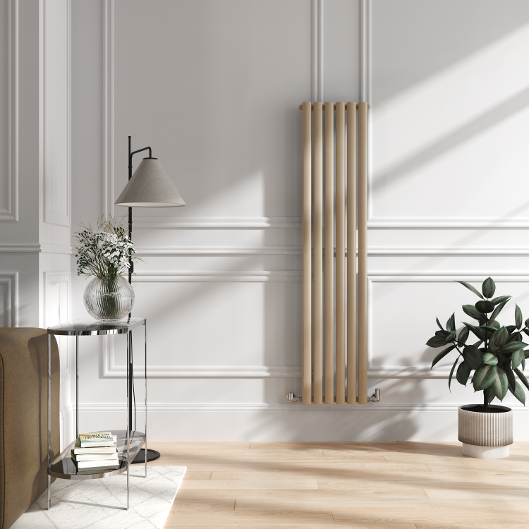 Sorrento Cleopatra Vertical Oval Designer Radiator 1600x354mm Single Panel 2282 BTU