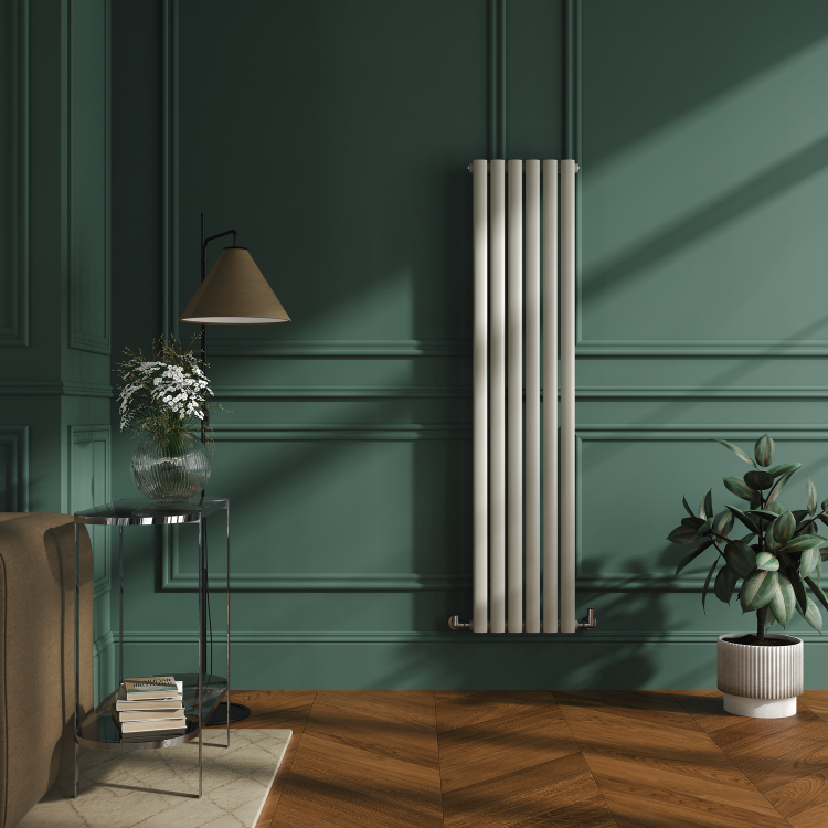 Sorrento Linen Vertical Oval Designer Radiator 1600x354mm Single Panel 2282 BTU