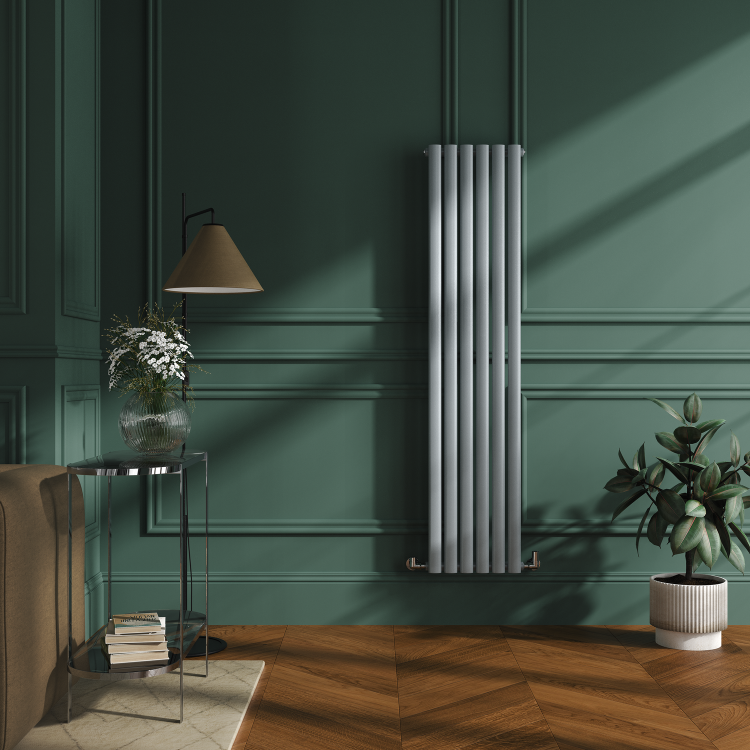 Sorrento Salt & Pepper Vertical Oval Designer Radiator 1600x354mm Single Panel 2282 BTU