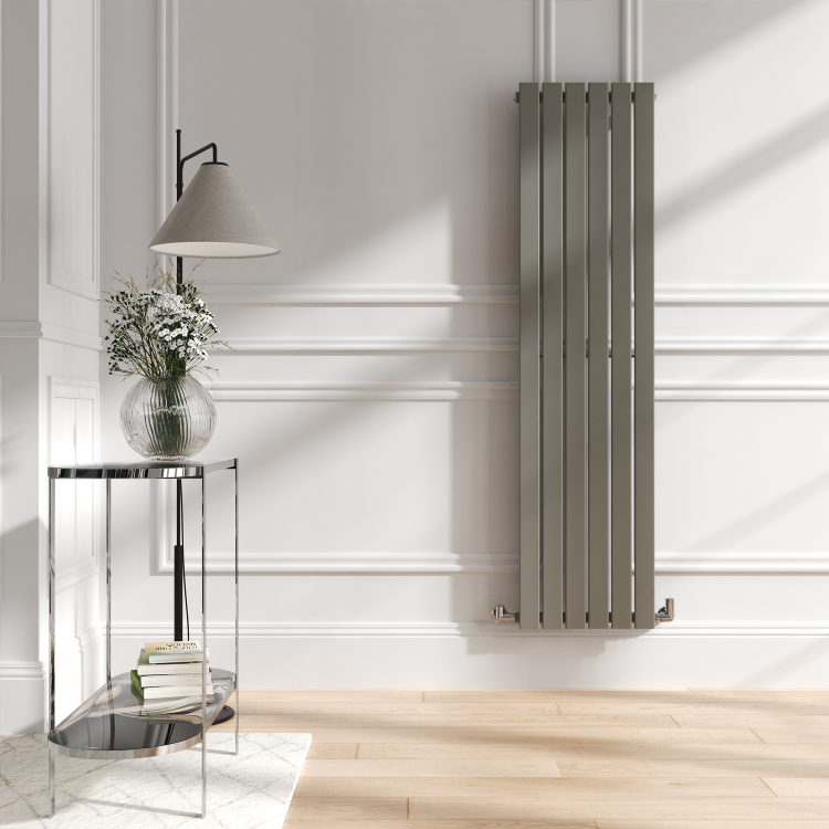 Riace Smoked Stone Vertical Flat Designer Radiator 1600x408mm Single Panel 2442 BTU