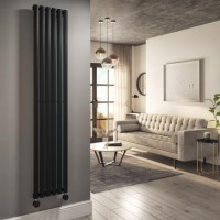 Midnight Black Vertical Smart Electric Radiator with Wi-Fi Thermostat - 2000W - H1800xW354mm - Bathroom Safe Midnight Black Vertical Smart Electric Radiator with Wi-Fi Thermostat - 2000W - H1800xW354mm - Bathroom Safe