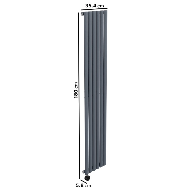Anthracite Vertical Smart Electric Radiator with Wi-Fi Thermostat - 2000W - H1800xW354mm - Bathroom Safe