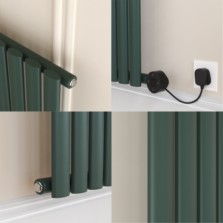 Evergreen Vertical Smart Electric Radiator with Wi-Fi Thermostat - 2x1KW - H1800xW354 - Bathroom Safe