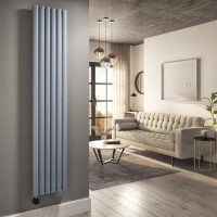 GRADE A1 - Light Grey Electric Vertical Designer Radiator 2kW with Wifi Thermostat - H1800xW354mm - IPX4 Bathroom Safe
