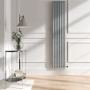 Salt & Pepper Vertical Smart Electric Radiator with Wi-Fi Thermostat - 2x1KW - H1800xW354 - Bathroom Safe