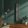 Smoked Stone Vertical Smart Electric Radiator with Wi-Fi Thermostat - 2x1KW - H1800xW354 - Bathroom Safe