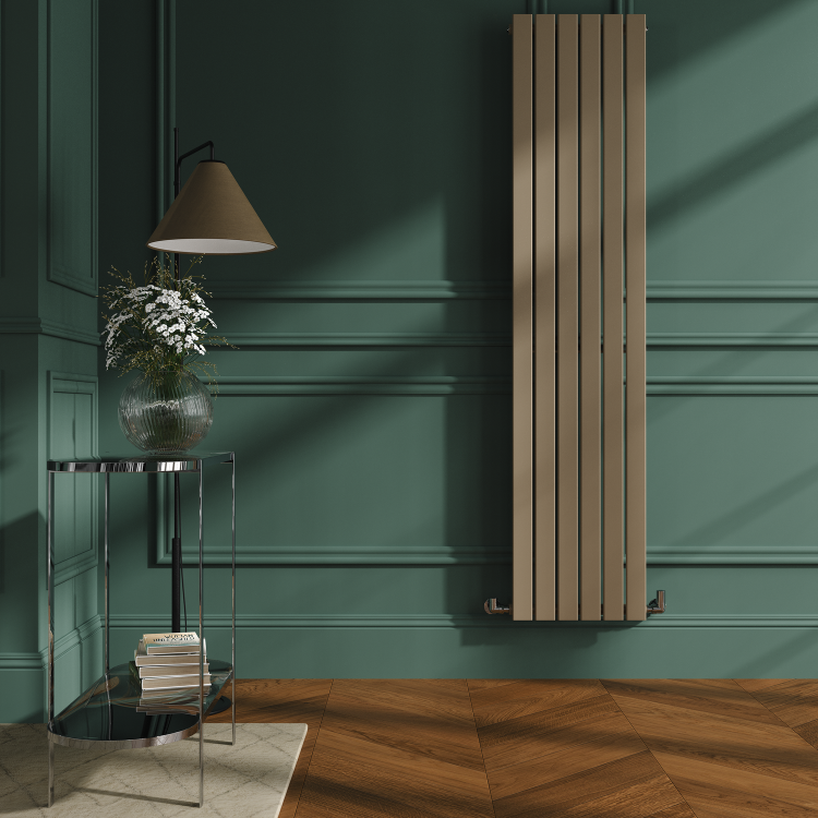 Riace Beige grey Vertical Flat Designer Radiator 1800x408mm Single Panel 2705 BTU