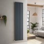GRADE A1 - Riace Anthracite Vertical Flat Designer Radiator 1800x408mm Single Panel 2705 BTU