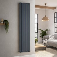 GRADE A1 - Riace Anthracite Vertical Flat Designer Radiator 1800x408mm Single Panel 2705 BTU