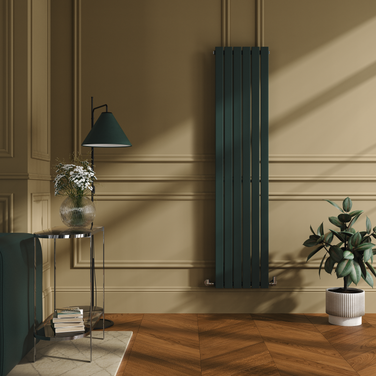Riace Evergreen Vertical Flat Designer Radiator 1800x408mm Single Panel 2705 BTU