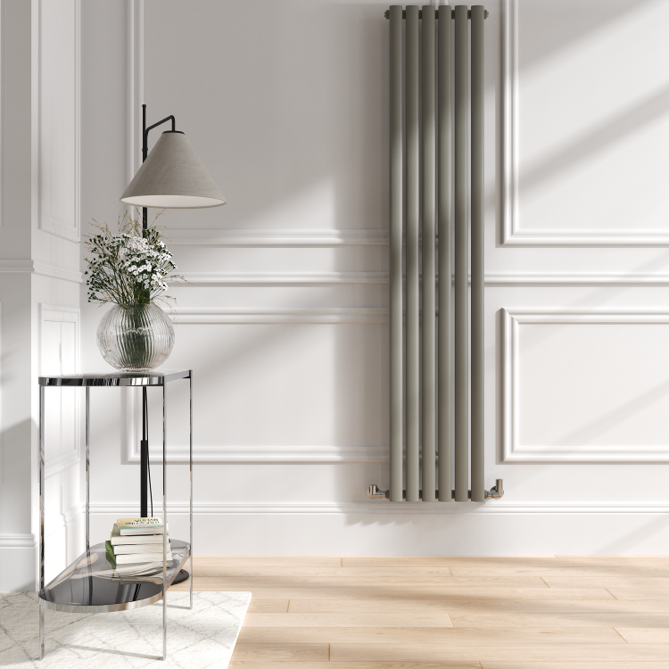Sorrento Smoked Stone Vertical Oval Designer Radiator 1800x354mm Single Panel 2530 BTU