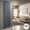 Anthracite Electric Vertical Designer Radiator 2.4kW with Wifi Thermostat - H1800xW472mm - IPX4 Bathroom Safe