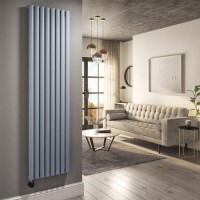 GRADE A1 - Light Grey Electric Vertical Designer Radiator 2.4kW with Wifi Thermostat - H1800xW472mm - IPX4 Bathroom Safe