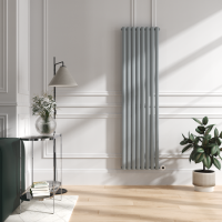 Salt & Pepper Vertical Smart Electric Radiator with Wi-Fi Thermostat - 2x1.2KW - H1800xW472 - Bathroom Safe