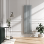 Salt & Pepper Vertical Smart Electric Radiator with Wi-Fi Thermostat - 2x1.2KW - H1800xW472 - Bathroom Safe