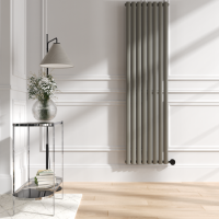 Smoked Stone Vertical Smart Electric Radiator with Wi-Fi Thermostat - 2x1.2KW - H1800xW472 - Bathroom Safe