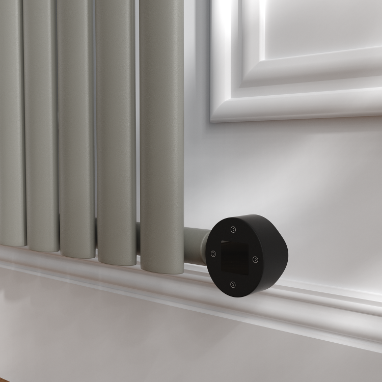 Smoked Stone Vertical Smart Electric Radiator with Wi-Fi Thermostat - 2x1.2KW - H1800xW472 - Bathroom Safe