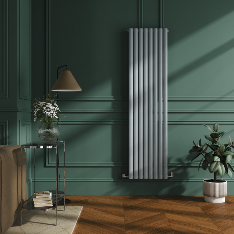 Sorrento Salt & Pepper Vertical Oval Designer Radiator 1800x472mm Single Panel 3373 BTU