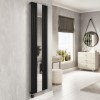Midnight Black Electric Vertical Designer Radiator 1.2kW with Mirror and Wifi Thermostat - H1800xW500mm - IPX4 Bathroom Safe