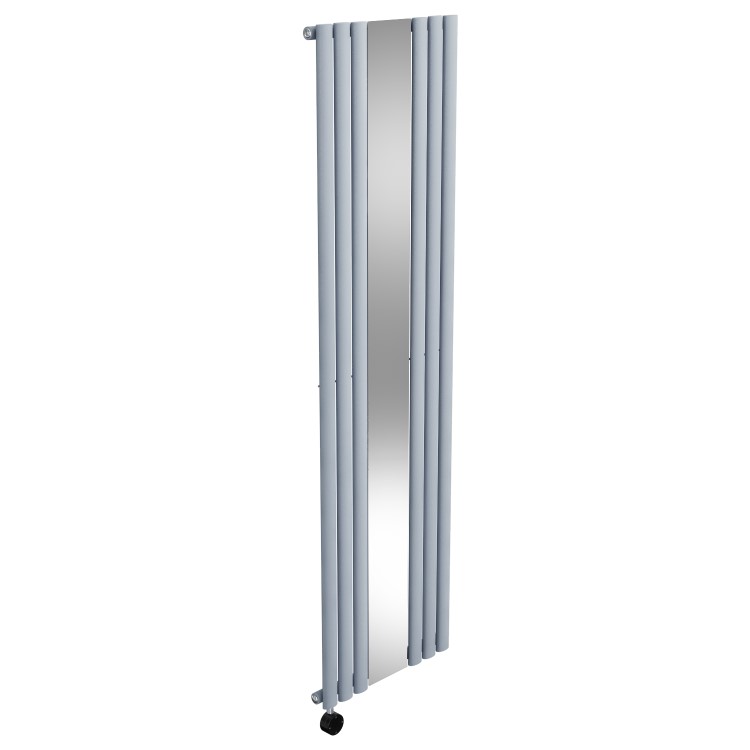 Light Grey Vertical Smart Smart Electric Radiator with Mirror - 1200W - H1800xW500mm - Bathroom Safe