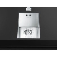 Half Bowl Chrome Stainless Steel Kitchen Sink - Smeg Quadra
