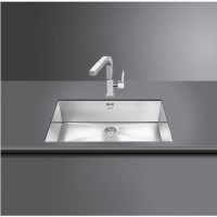 Single Bowl Chrome Stainless Steel Kitchen Sink - Smeg Quadra Single Bowl Chrome Stainless Steel Kitchen Sink - Smeg Quadra