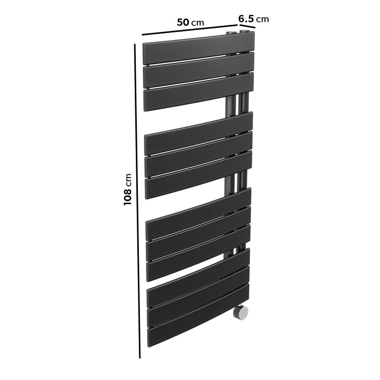 electriQ Flat Panel Electric Towel Radiator H1080xW500mm - Black