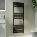 A1/VSTR12-1200-450BCF GRADE A1 - Riace Midnight Black Vertical Flat Towel Radiator 1200x450mm Single Panel 1621 BTU