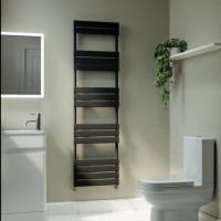 Riace Midnight Black Vertical Flat Towel Radiator 1600x450mm Single Panel 2171 BTU Riace Midnight Black Vertical Flat Towel Radiator 1600x450mm Single Panel 2171 BTU