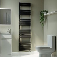 Riace Midnight Black Vertical Flat Towel Radiator 1800x450mm Single Panel 2471 BTU Riace Midnight Black Vertical Flat Towel Radiator 1800x450mm Single Panel 2471 BTU