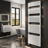 White Smart Electric Towel Radiator with Wi-Fi Thermostat - 1200W - H1800xW600mm - Bathroom Safe White Smart Electric Towel Radiator with Wi-Fi Thermostat - 1200W - H1800xW600mm - Bathroom Safe