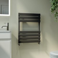 GRADE A1 - Riace Midnight Black Vertical Flat Towel Rail  650x500mm Single Panel 1018 BTU GRADE A1 - Riace Midnight Black Vertical Flat Towel Rail  650x500mm Single Panel 1018 BTU