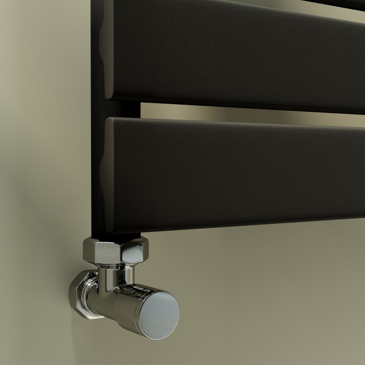 Riace Midnight Black Vertical Flat Towel Rail Radiator 1000x450mm Single Panel 1365 BTU