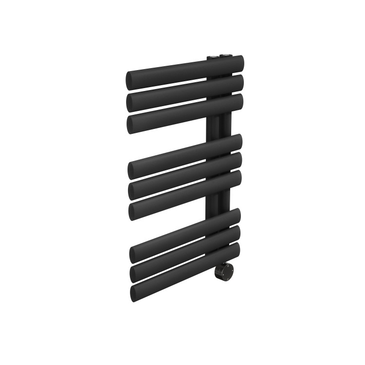Midnight Black Smart Electric Towel Radiator with Wi-Fi Thermostat - 0.6kW - H650xW450mm - Bathroom Safe