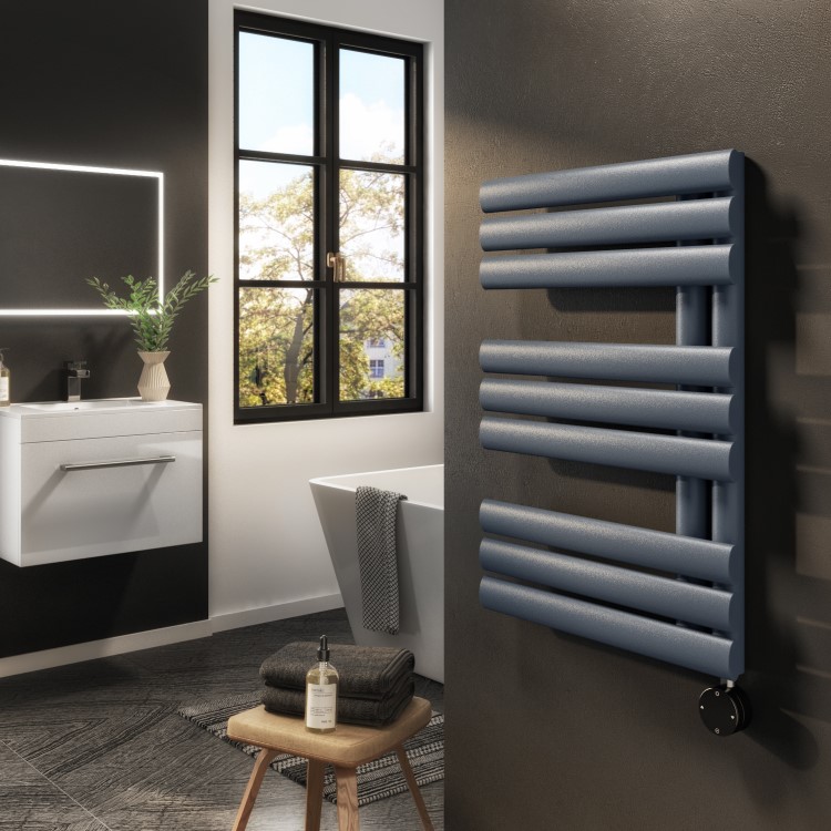 Anthracite Smart Electric Towel Radiator with Wi-Fi Thermostat - 600W - H650xW450mm - Bathroom Safe